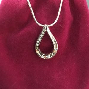 Tear Drop Crystal Pendant w/ Snake Chain